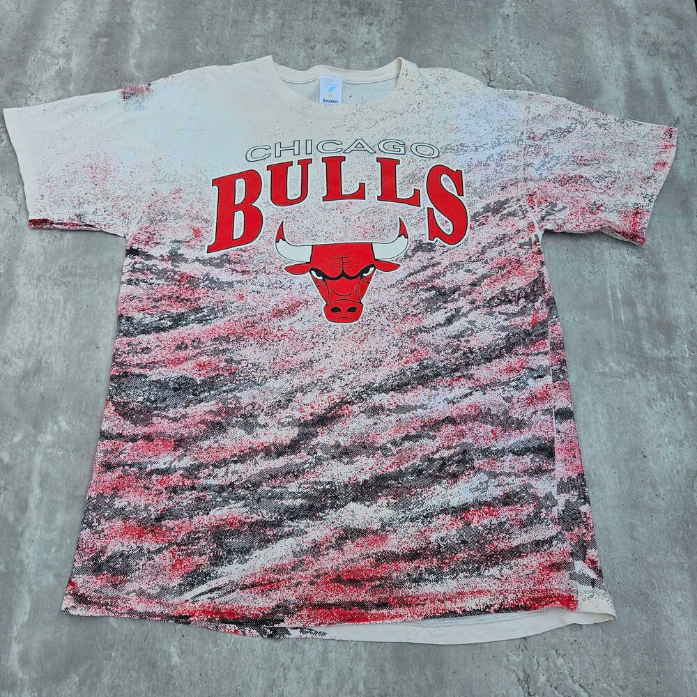 Vintage Chicago Bulls AOP Shirt Mens XL Rare EUC Jordan NBA